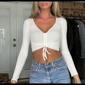 Princess Polly Scrunch Front Long Sleeve Crop Top